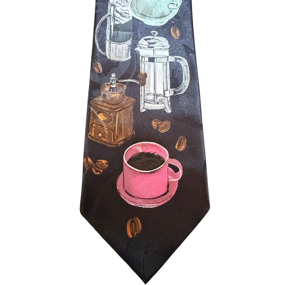 A. Rogers Coffee Lovers Mens Tie Black Espresso French Press Moka Pot Novelty